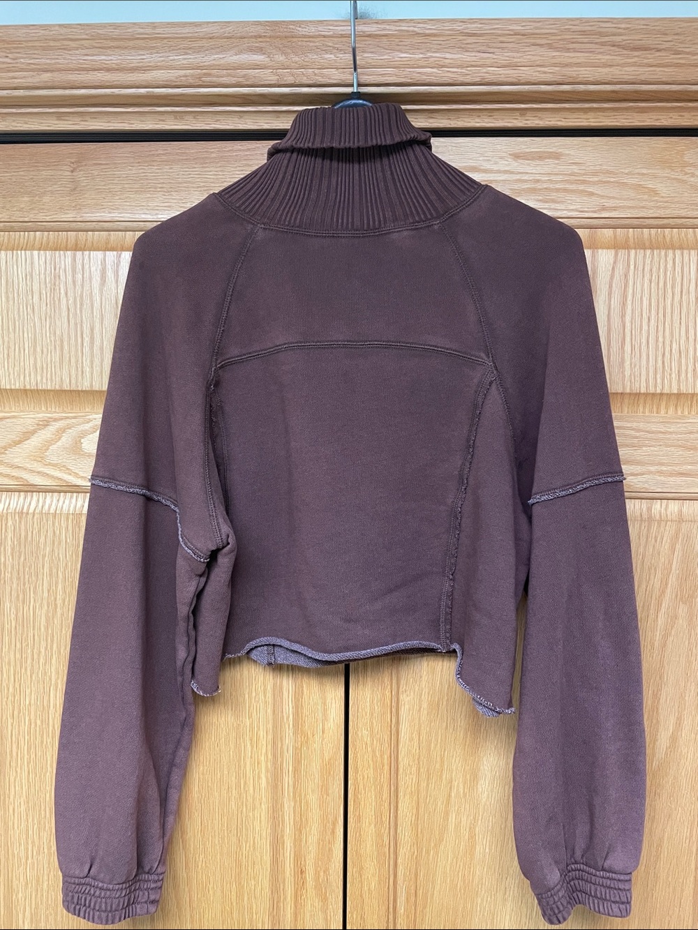 aerie Chocolate Brown New Heights Cropped Turtleneck Sweatshirt - Size XS